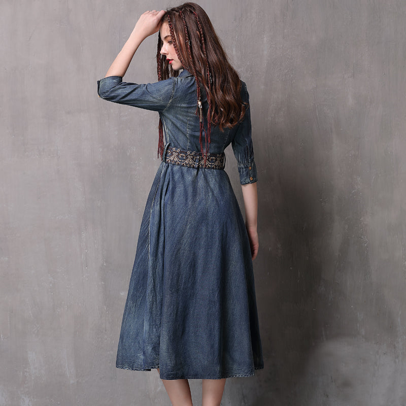 Felicia - Blue denim dress with decorations