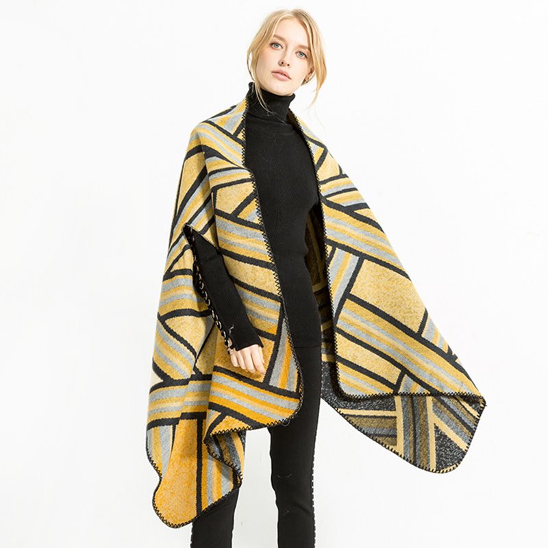 Fran - Cross Striped Yellow or Red Shawl – Poncho and Sombrero