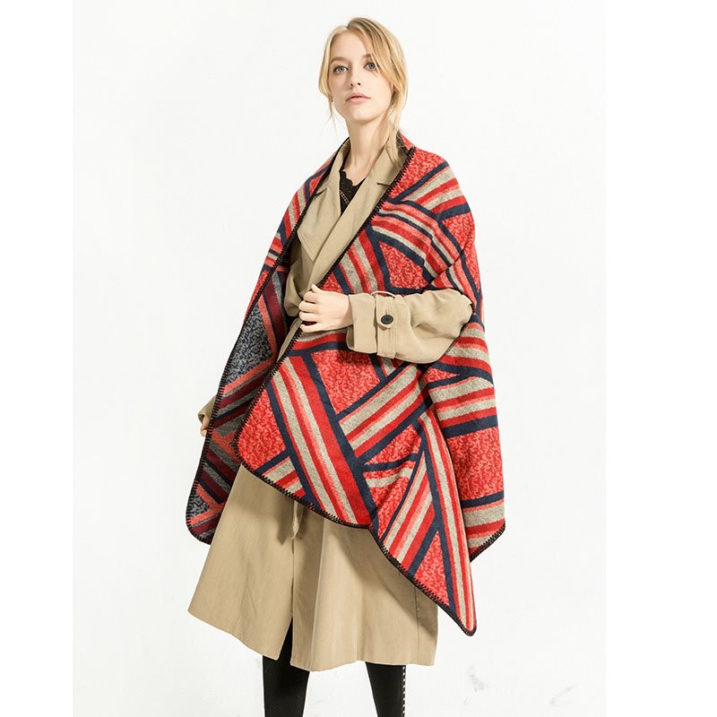 Fran - Cross Striped Yellow or Red Shawl