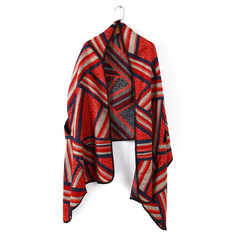 Fran - Cross Striped Yellow or Red Shawl