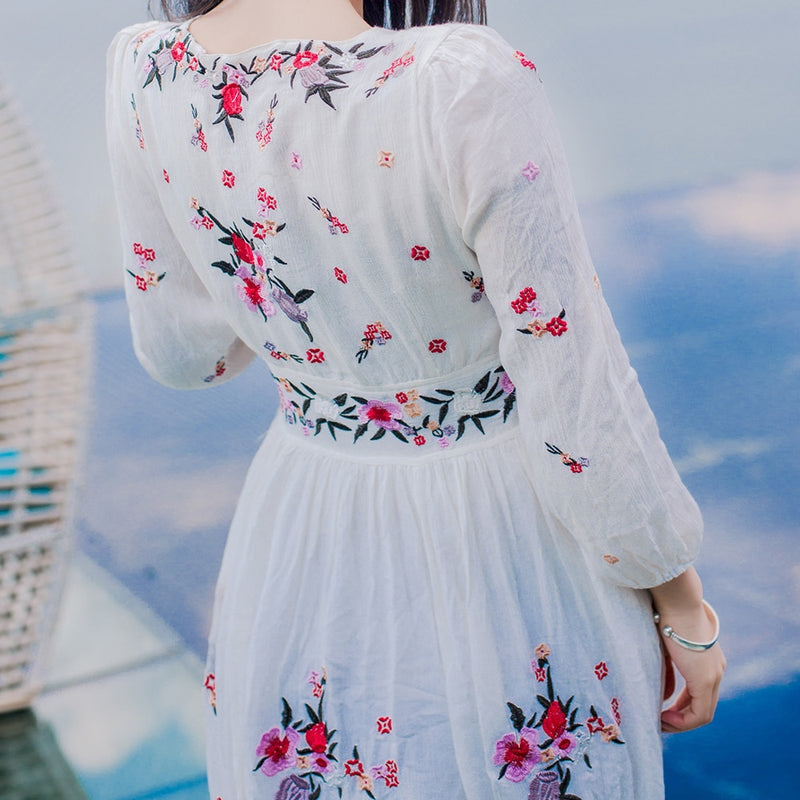 Anne - White boho cotton dress